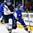GRAND FORKS, NORTH DAKOTA - APRIL 24: Sweden's Timothy Liljegren #19 and Finland's Joona Koppanen #15 battle during gold medal game aciton at the 2016 IIHF Ice Hockey U18 World Championship. (Photo by Minas Panagiotakis/HHOF-IIHF Images)

